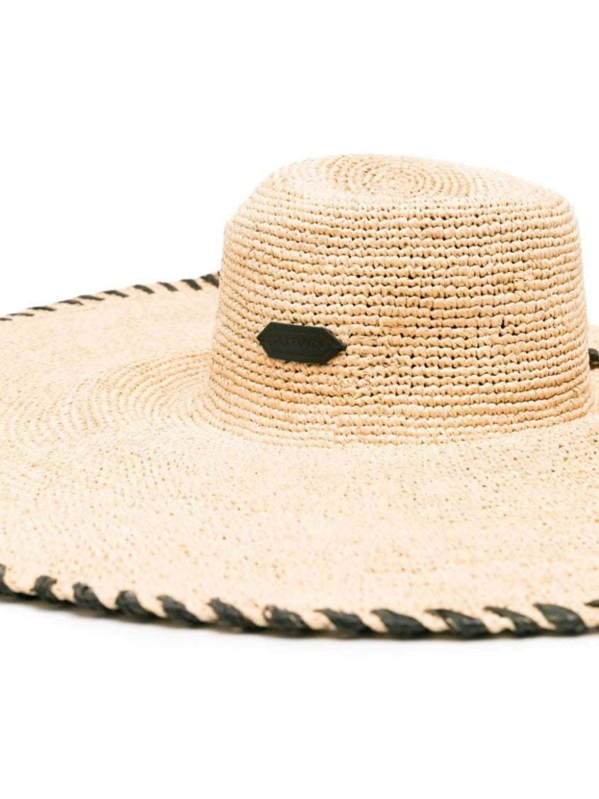 Lanvin Beige Raffia Wide-Brim Hat