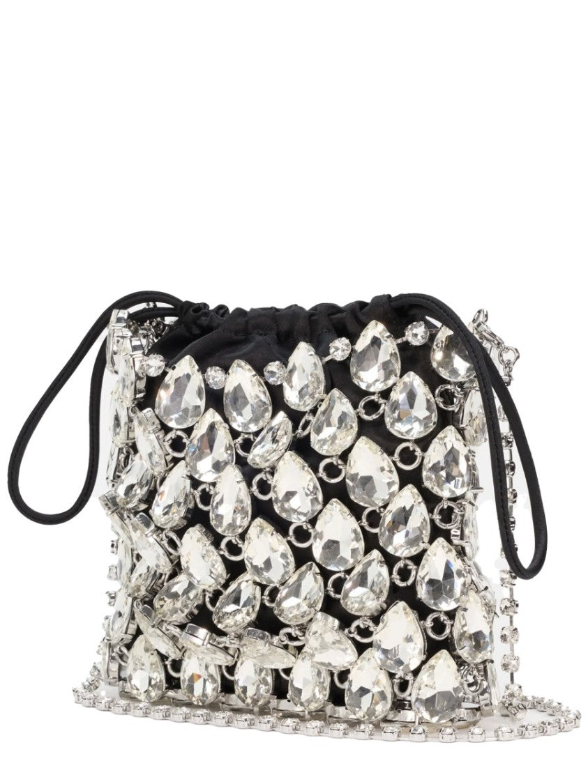 Self-Portrait Black Grid Mesh Crystal Bag