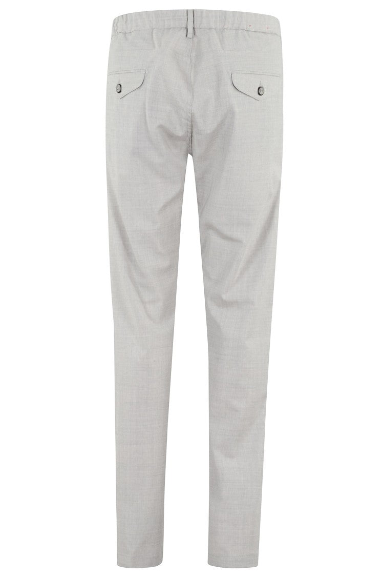 Eleventy Gray Front-Pences Drawstring Wool Jogger Pants
