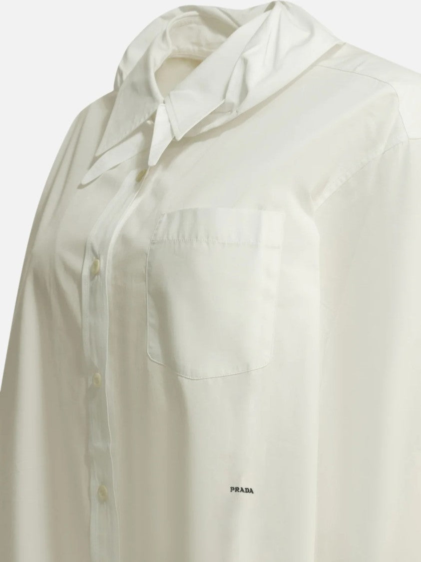 Prada Button-Down Shirt With Pointed Collar And Subtle Stripe Cuffs
