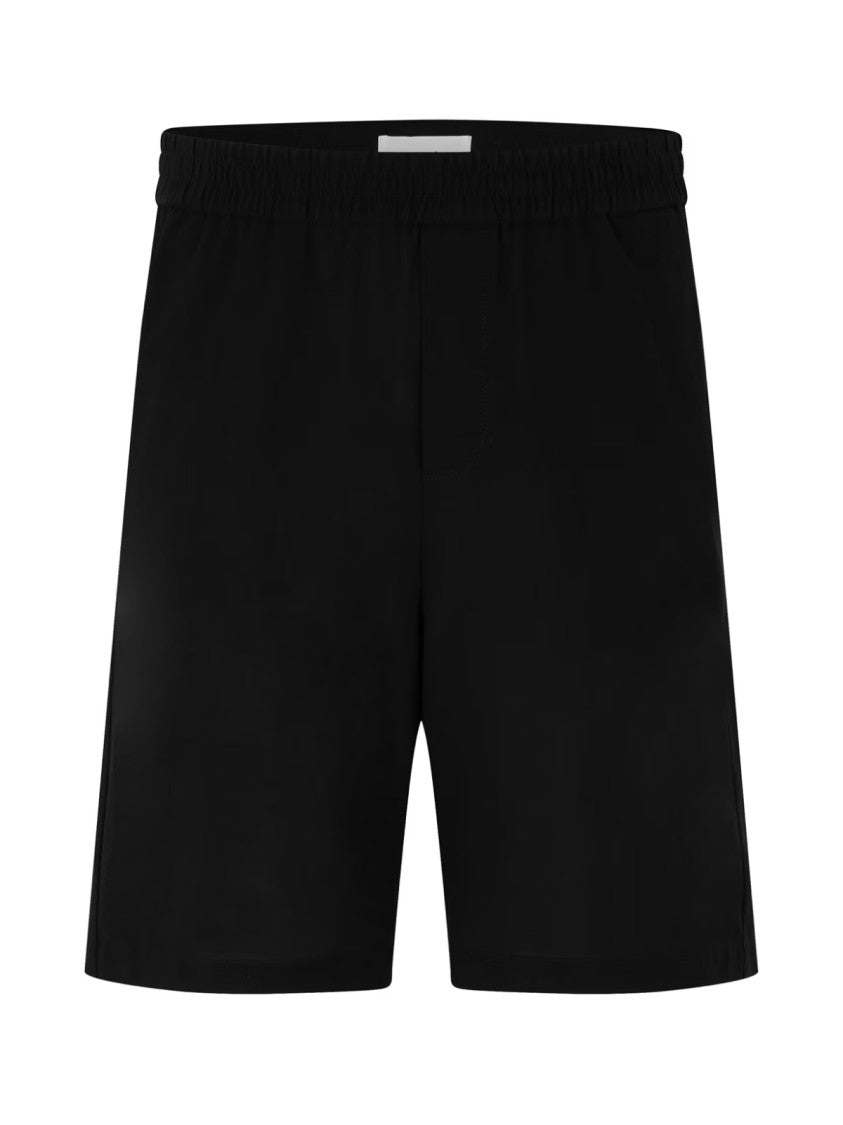 Ami Cotton Crepe De Coeur Logo Plaque Bermuda