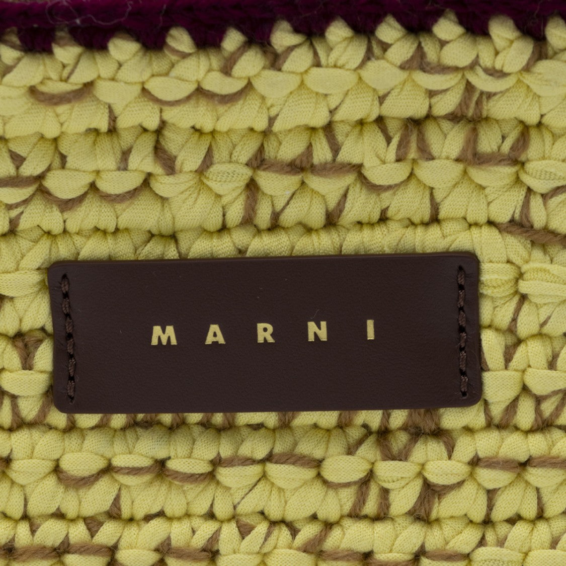 Marni Rectangular Woven Bag With Textured Yellow Front Panel