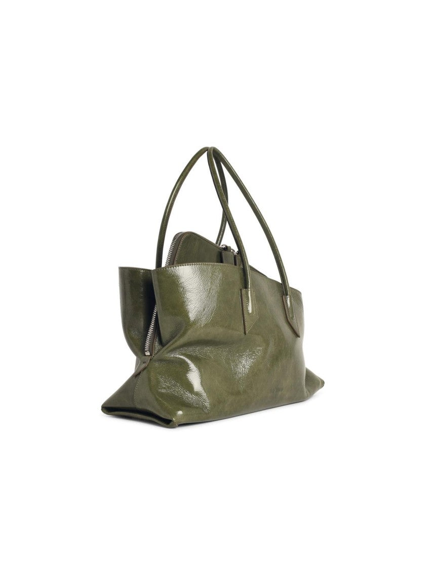 The Attico Medium 'La Passeggiata' Green Leather Bag