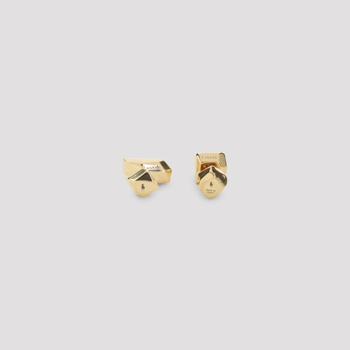 Lanvin Tiny Studs Cubic Metal Gold Brass Earrings