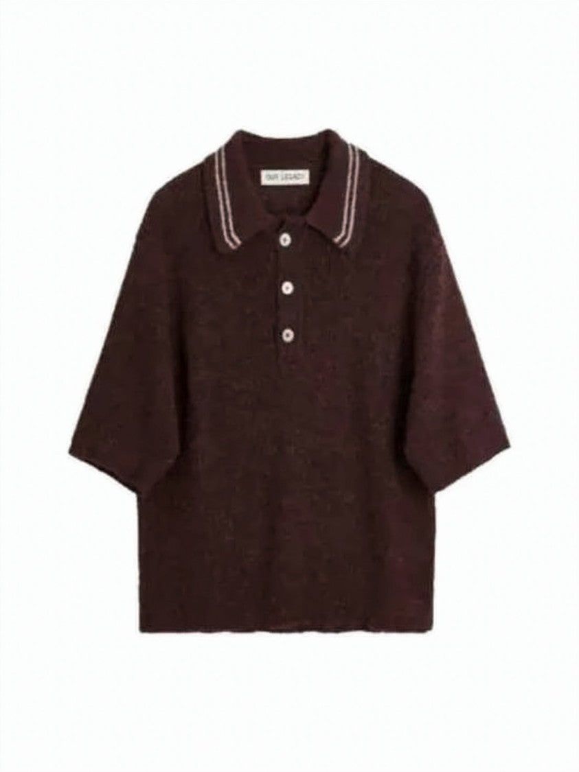 Our Legacy Fuzzy Textured Short-Sleeved Polo Cardigan