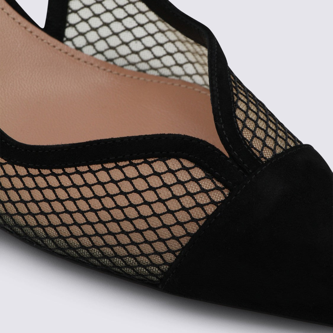 Aquazzura Pointed Toe Slingback Heels With Mesh Upper