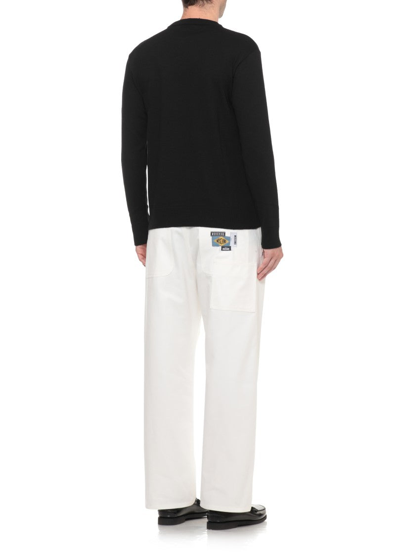 Moschino Black Teddy Bear Embroidered Wool Sweater