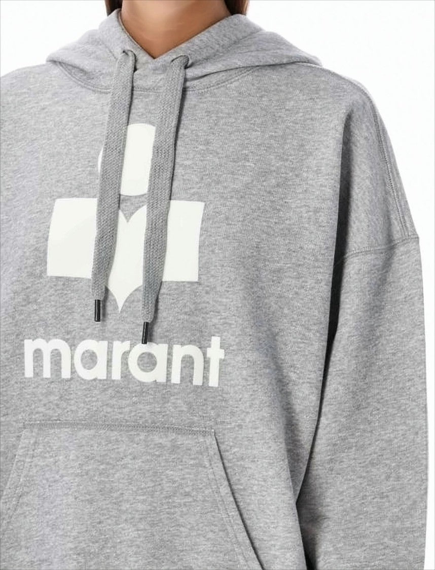 Isabel Marant Heather Grey Hoodie With Drawstring And Bold Logo