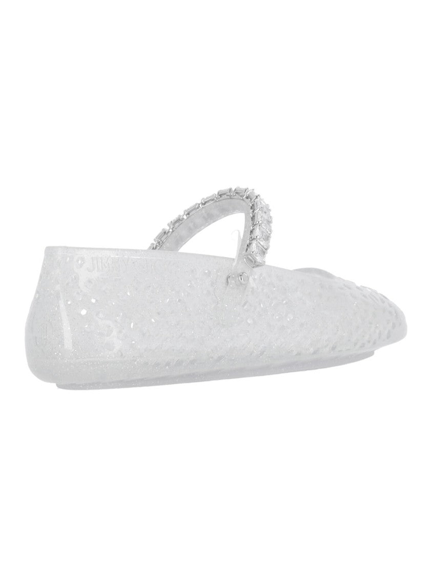 Jimmy Choo Silver Mary Jane Jelly Flats
