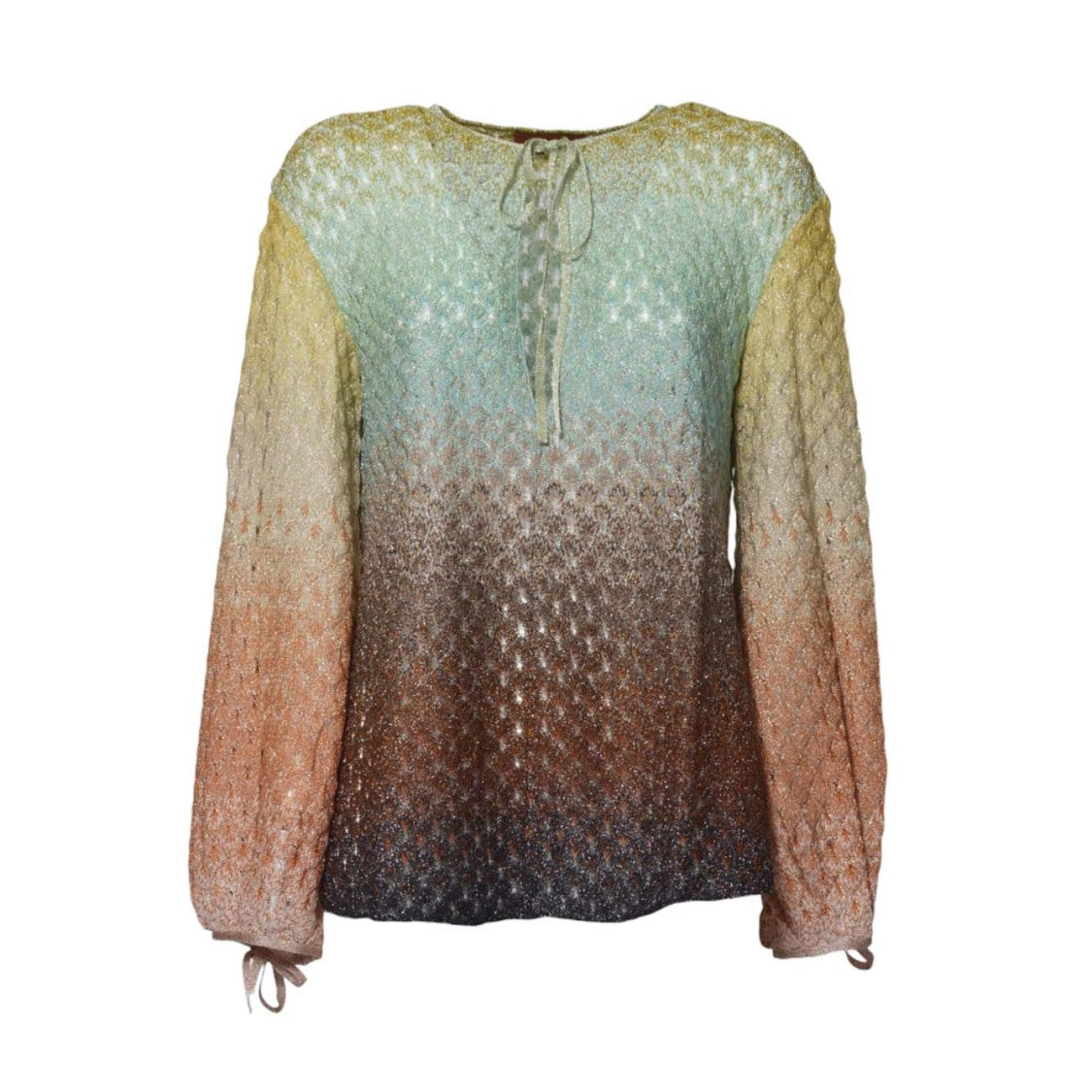 Missoni Multicolor Dégradé Viscose Lamé Lace Blouse