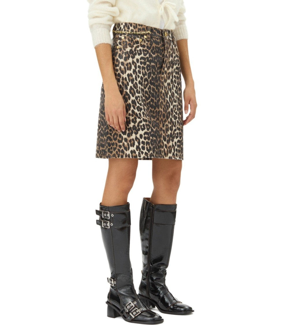 Ganni Denim Animalier Skirt