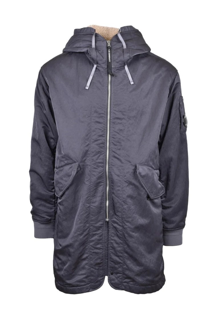 C.P. Company Long Grey Jacket With Plush Interior