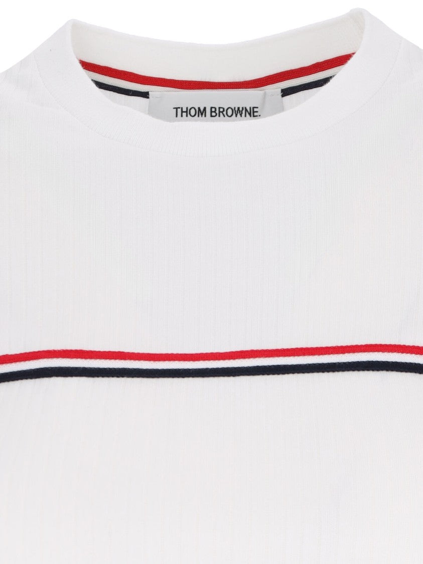 Thom Browne "Three Stripes" Logo T-Shirt – White