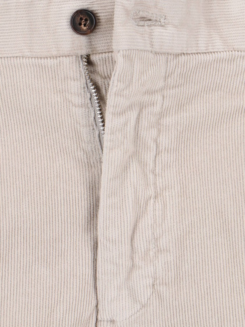 Incotex Straight-Leg White Trousers With Structured Waistband