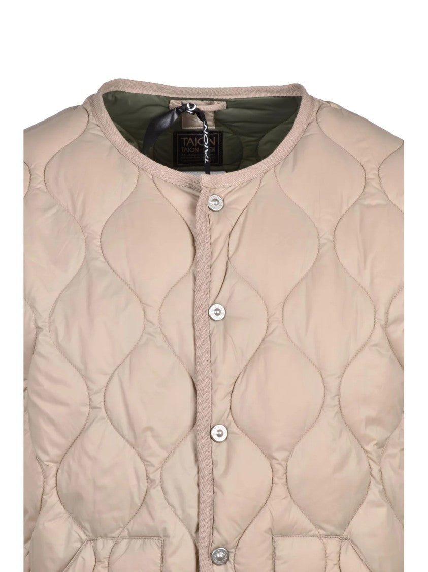 Taion Down-Filled Nylon Jacket With Snap Closure And Unique Quilted Design
