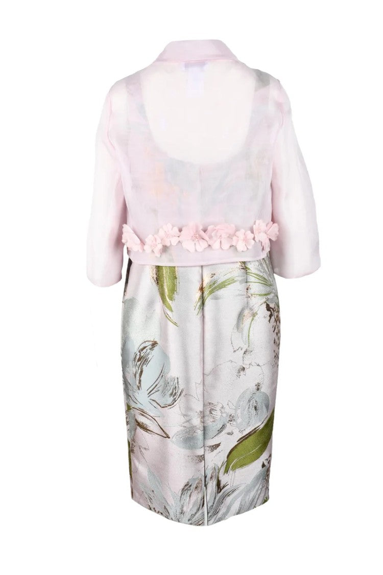 Nefertari Floral Appliqué Cropped Jacket And Fitted Skirt Co-Ord Set