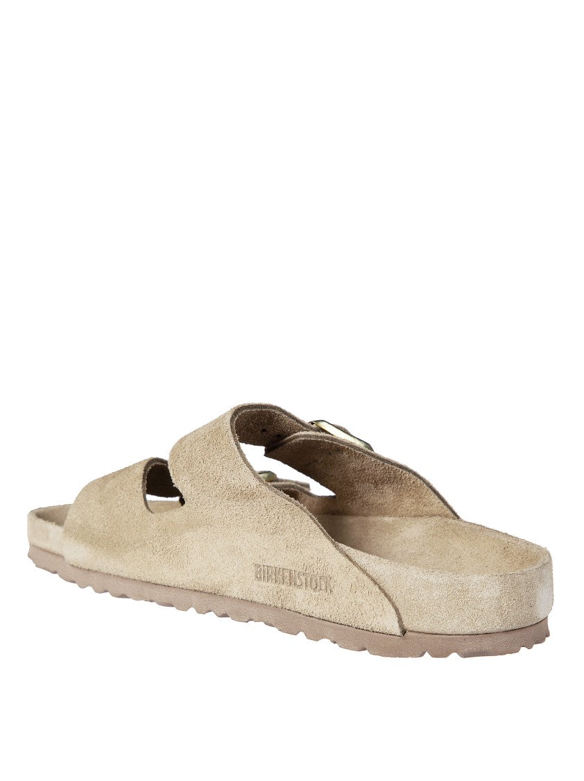 Birkenstock Suede Arizona Metallic Buckle Sandals