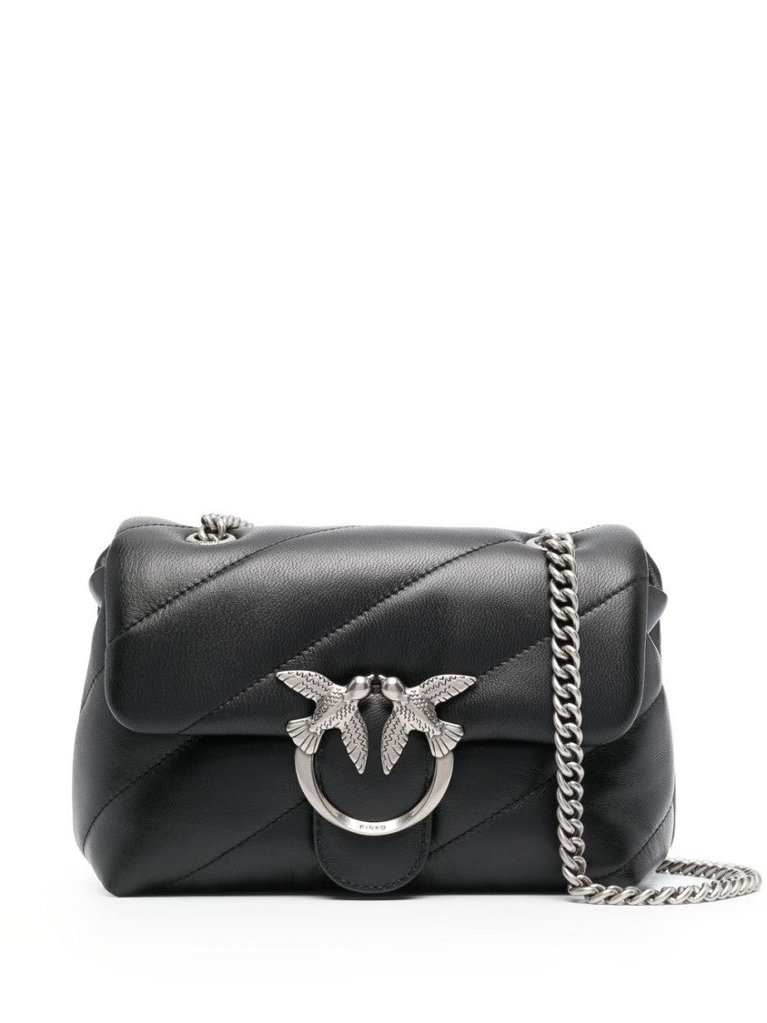Pinko Quilted Leather Shoulder Bag With Bird Clasp