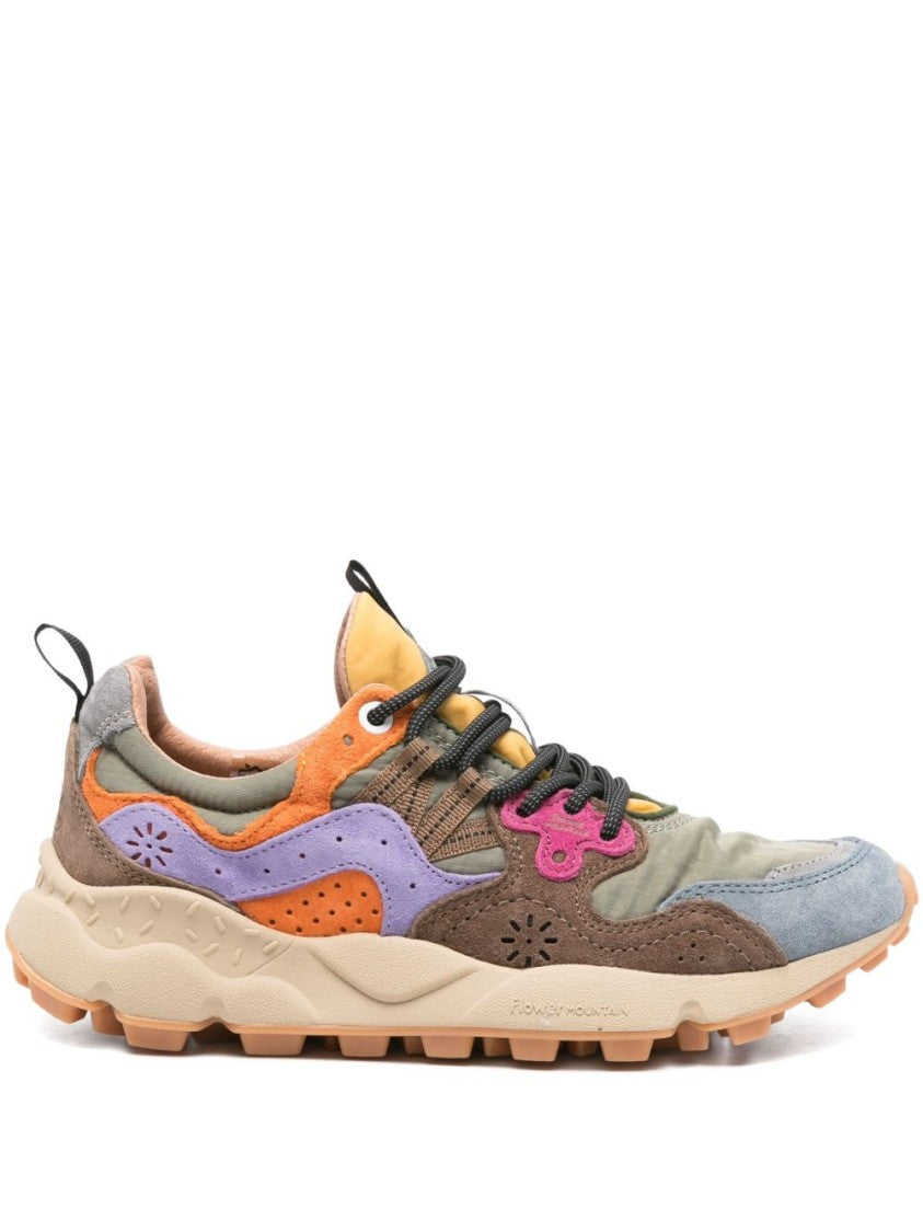 Flower Mountain Multi-Textured Kaki Sneakers With Sole