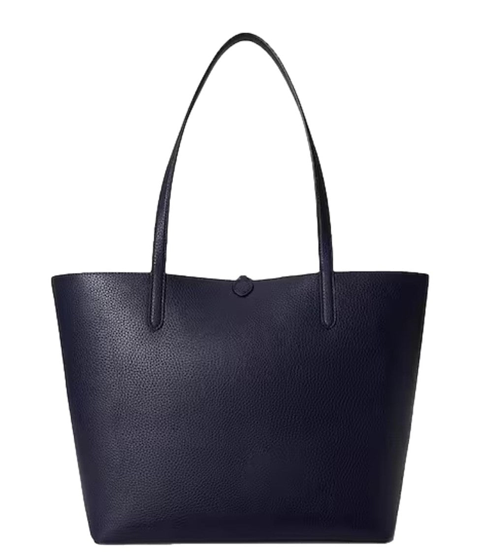 Lauren Ralph Lauren Navy Blue Reversible Polyurethane Tote Bag