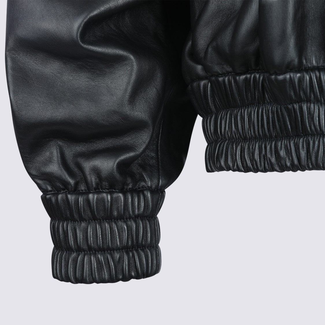 Jil Sander Oversized Black Leather Jacket With Classic Collar