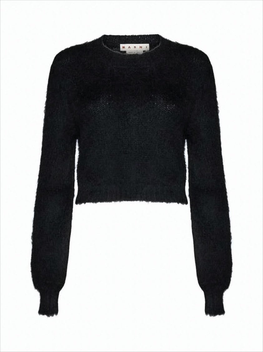 Marni Cropped Textured Knit Sweater