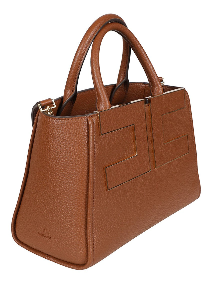 Elisabetta Franchi Structured Handbag With Geometric Embossing And Dual Carry Options