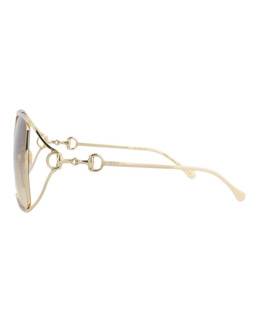 Gucci Square-Frame Gold Metal Sunglasses With Cutout Detailing
