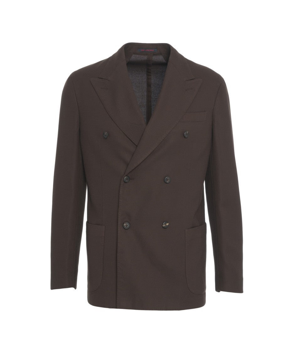 The Gigi Double-Breasted Blazer With Classic Lapels And Applied Pockets