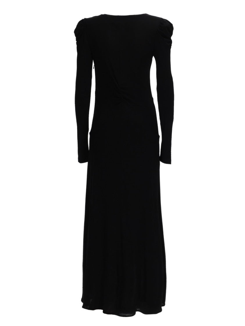 Isabel Marant Neutrals Nejima Ruched V-Neck Viscose Maxi Dress