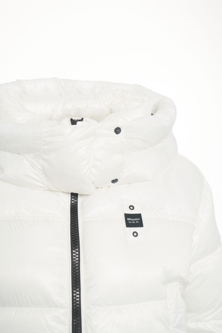 Blauer Quilted Down Jacket With Integrated Hood And Logo Detail