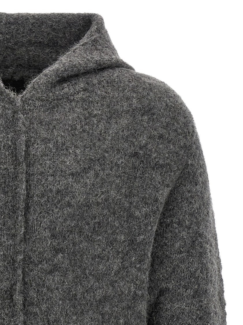 Thom Krom Textured Grey Alpaca Blend Hooded Sweater