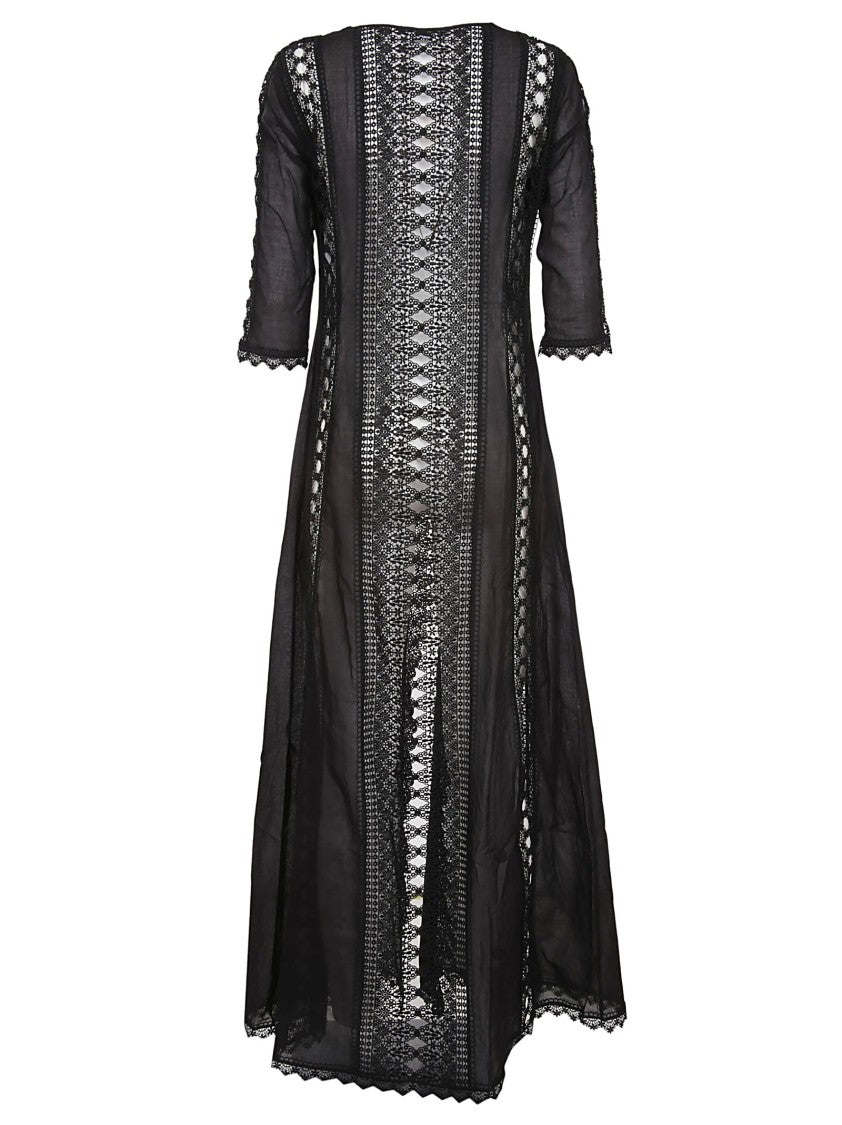 Charo Ruiz Ibiza Long Sheer Black Jacket With Lace Detailing