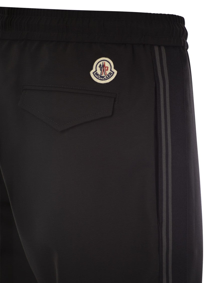 Moncler Black Wool Gabardine Joggers