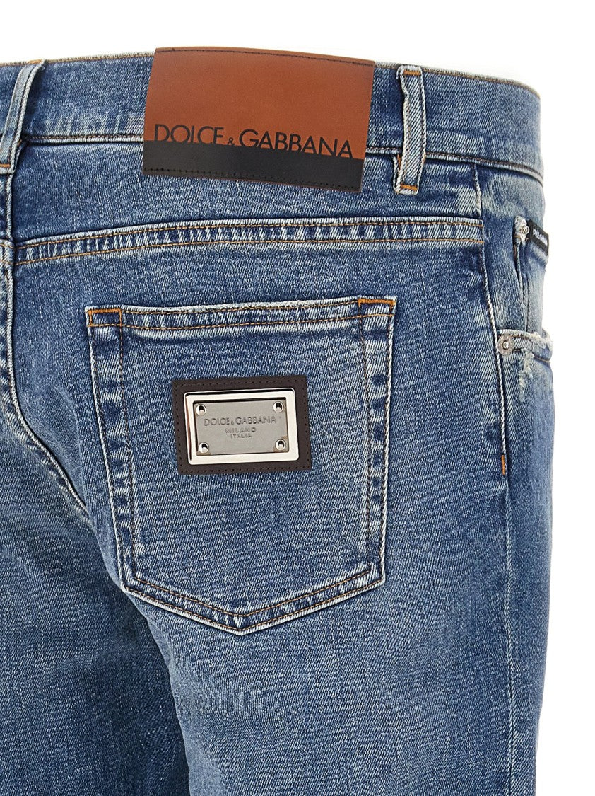 Dolce & Gabbana Skinny Fit Delavé Stretch Cotton Jeans