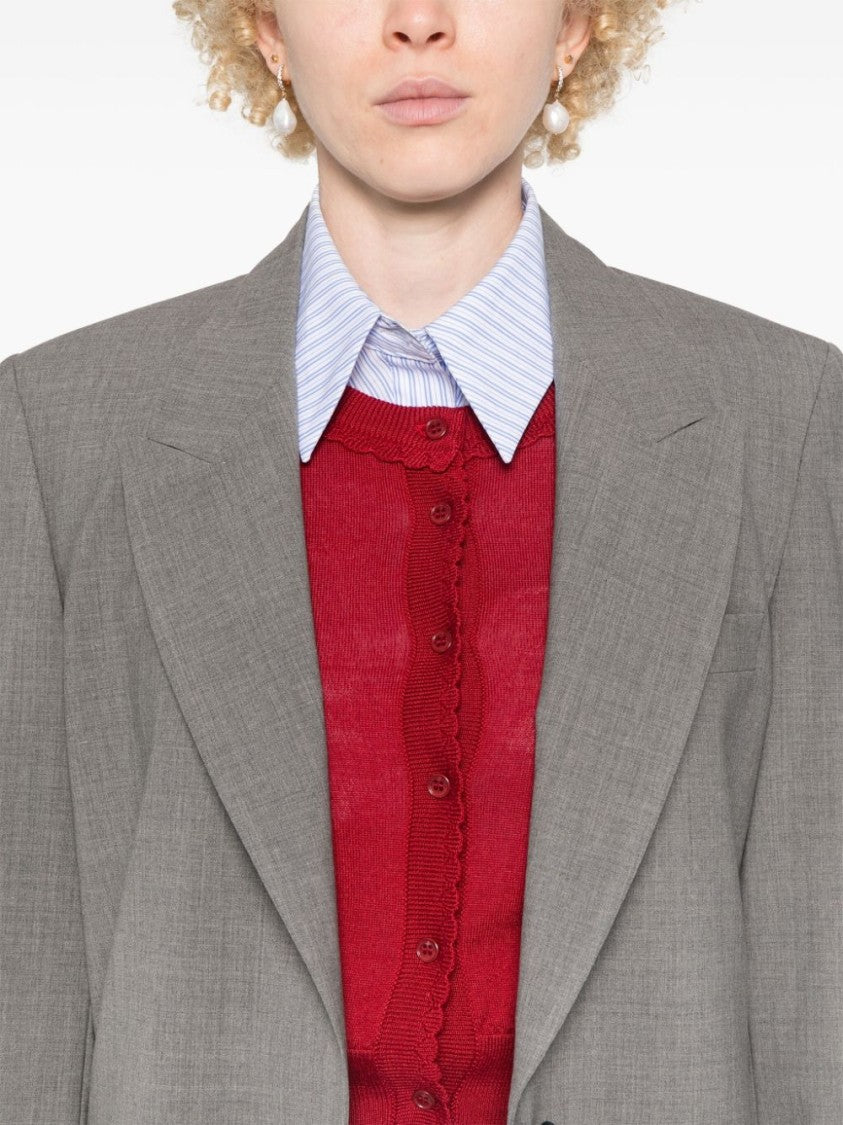 Msgm Medium Grey Classic Jacket With Button