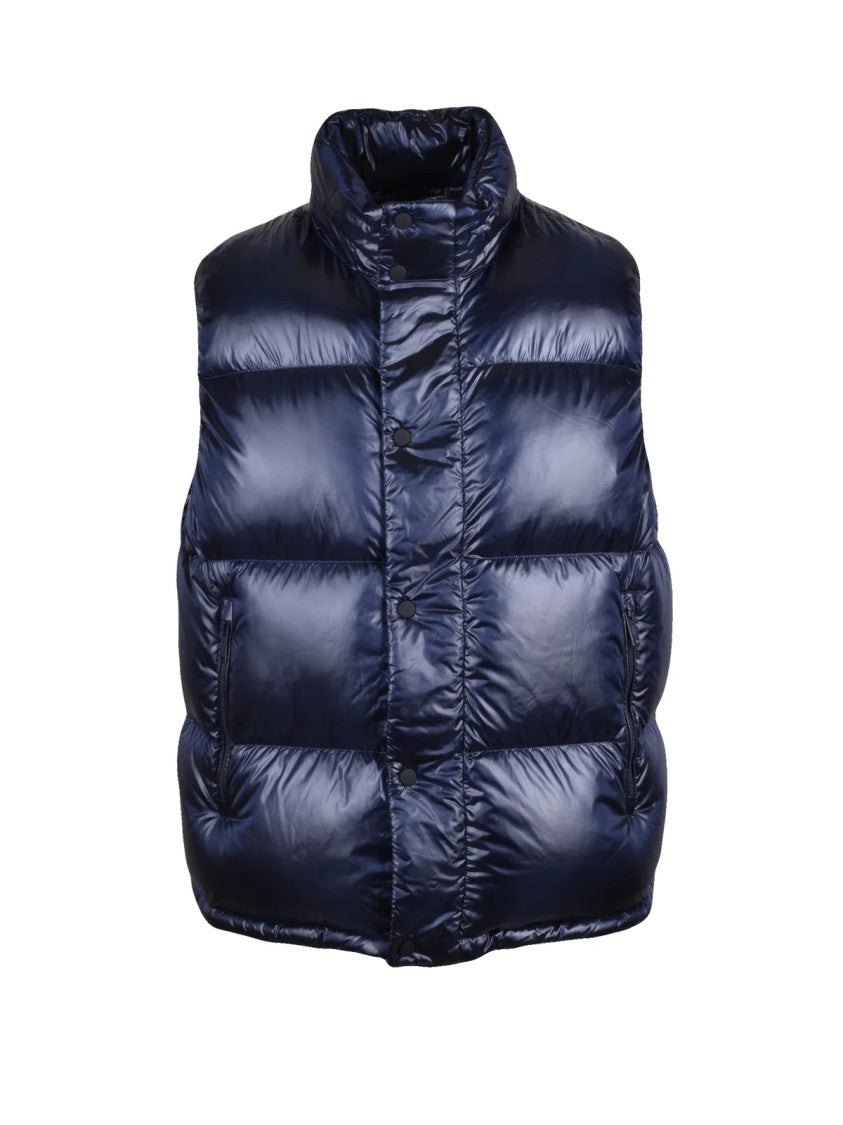Add Shiny Down-Filled Gilet With Integrated Hood And Quilted Design
