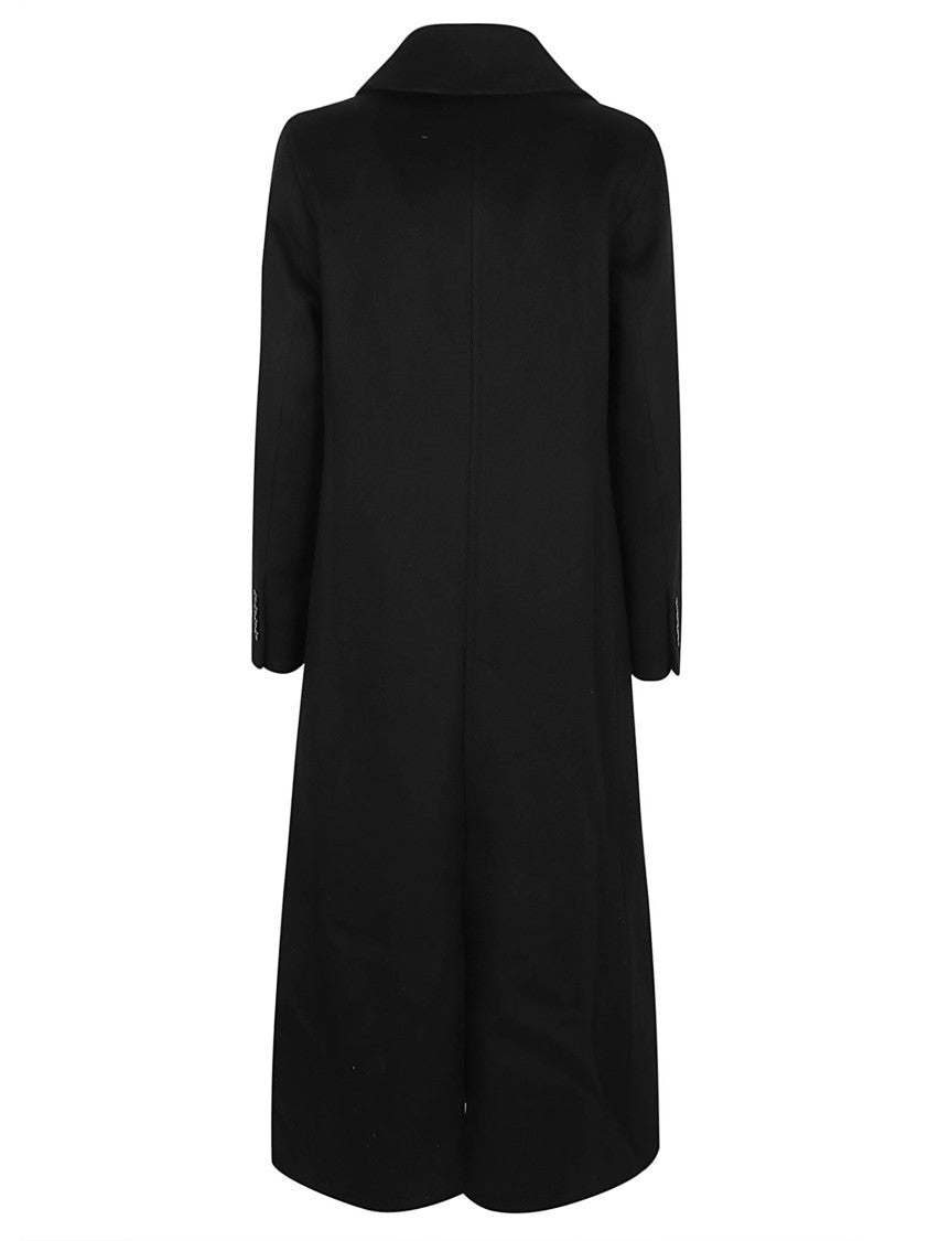 Herno Ankle-Length Wool Coat With Pointed Collar And Double-Breasted Closure