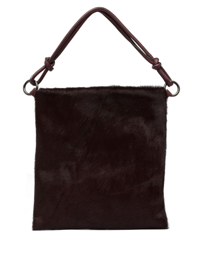 Giancarlo Nevola Plush Burgundy Shoulder Bag With Leather Accents