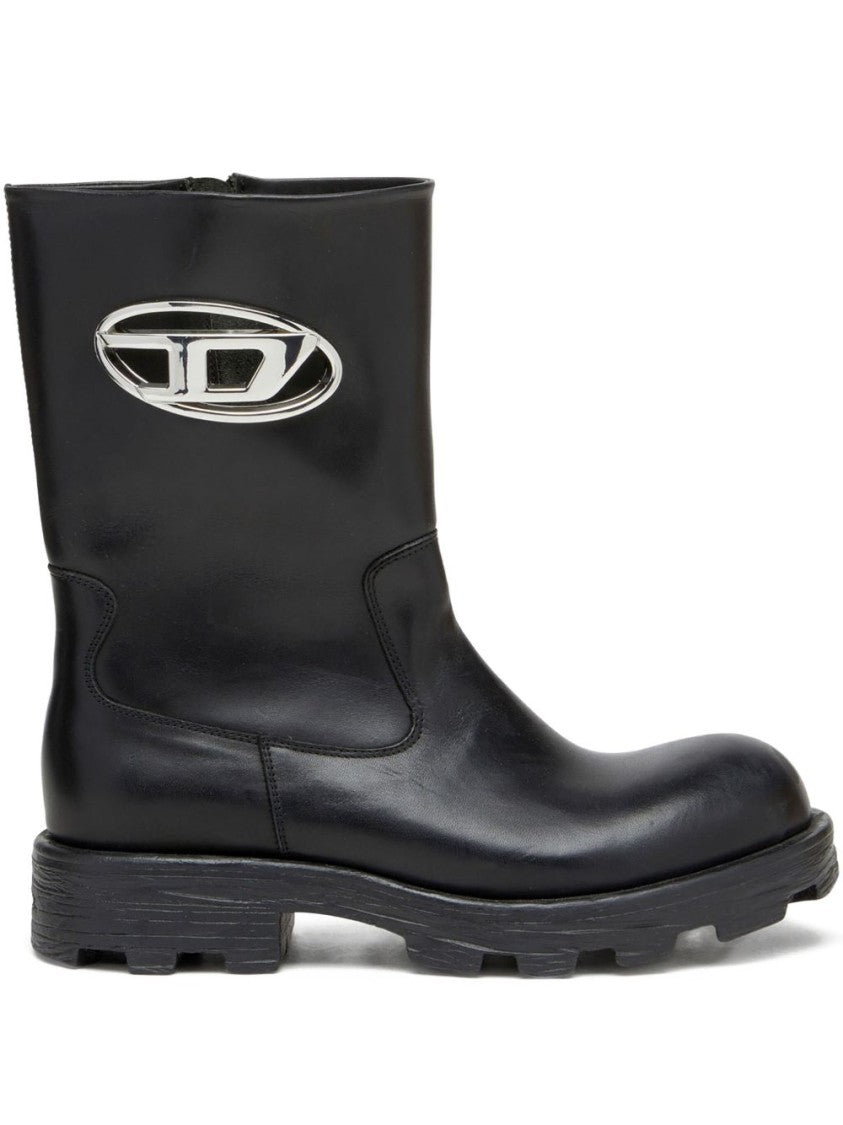 Diesel Mid-Calf Boots With Chunky Sole And Logo Detail
