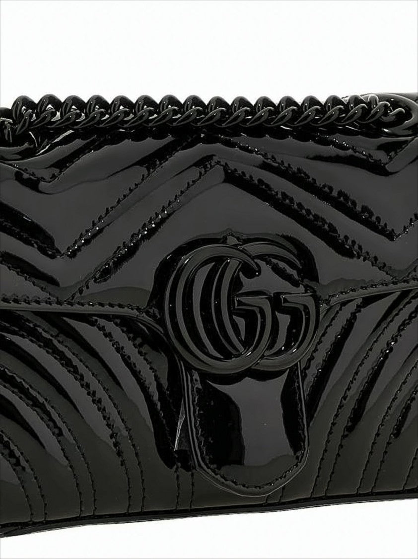 Gucci Chevron Quilted Patent Leather Crossbody Bag