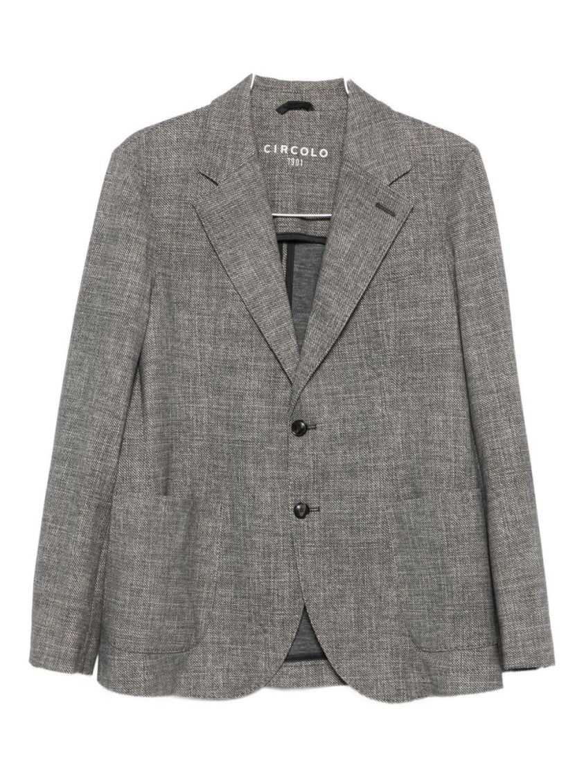 Circolo 1901 Textured Grey Checkered Tailored Blazer