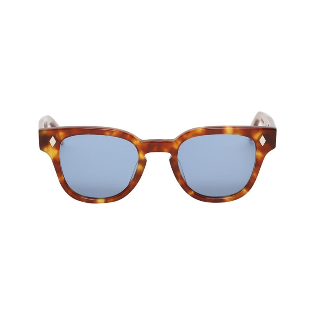 Julius Tart Optical Bryan Jtpl- 007F-T Classic Square Tortoiseshell Sunglasses With Blue Lenses