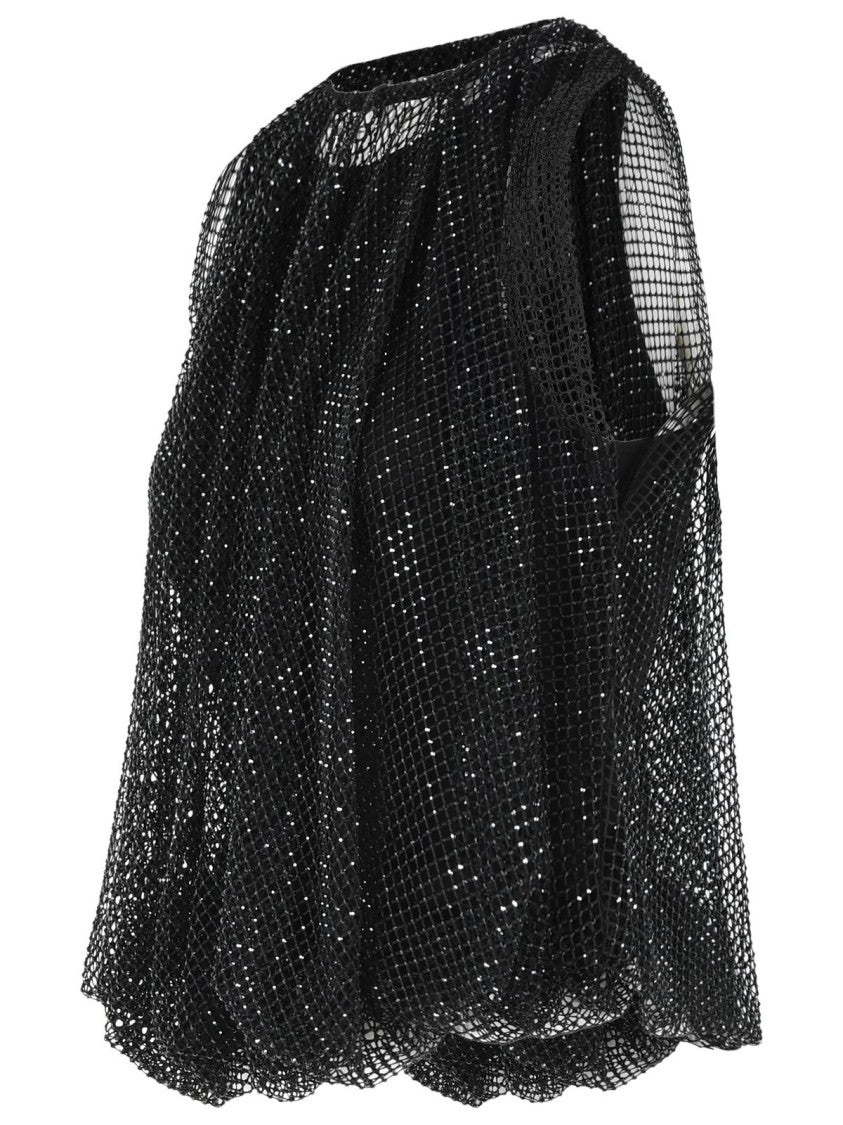 Sportmax 'Nodo' Mesh Top With Black Crystals