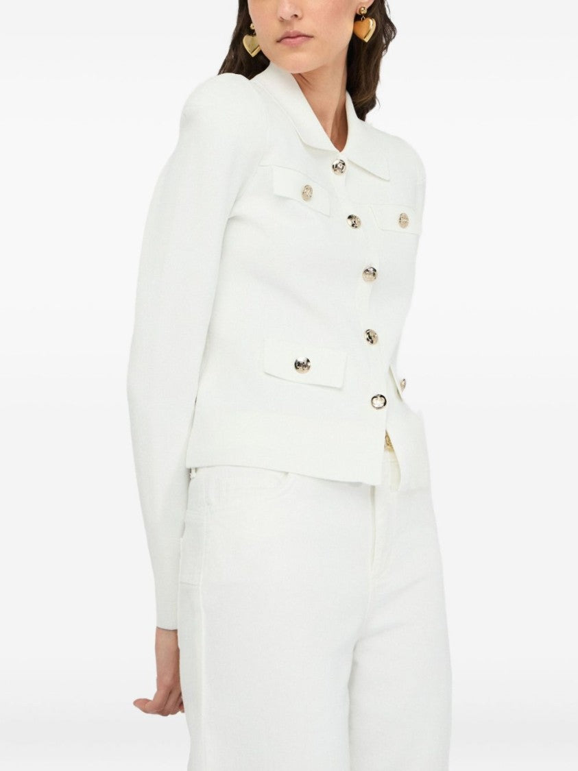 Liu Jo Fitted White Jacket With Classic Collar And Decorative Buttons