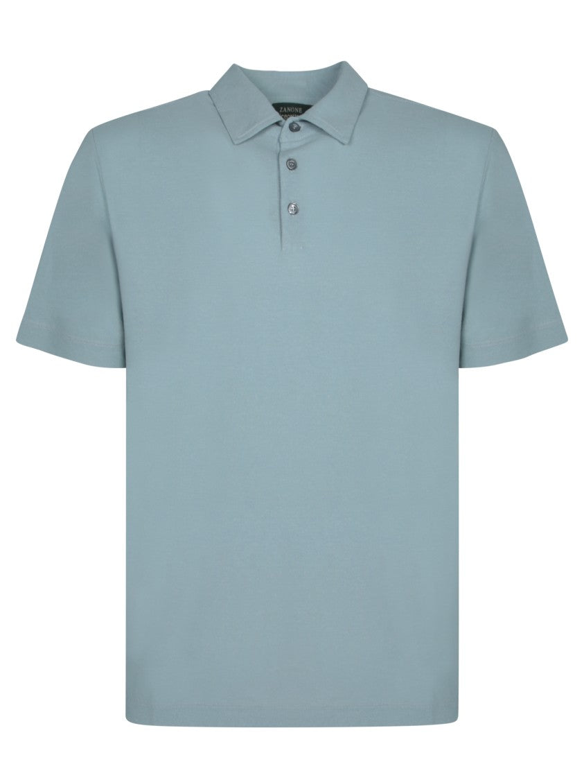 Zanone Sky Blue Crepe Polo Shirt