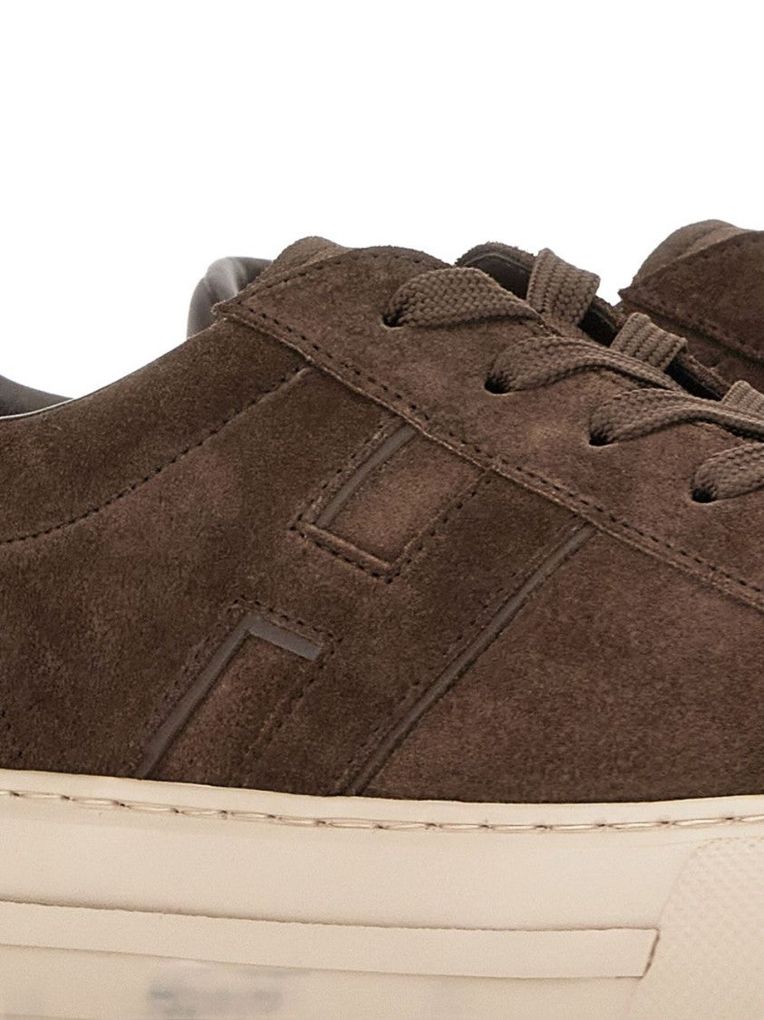 Hogan Brown Suede Sneakers With Contrast Sole