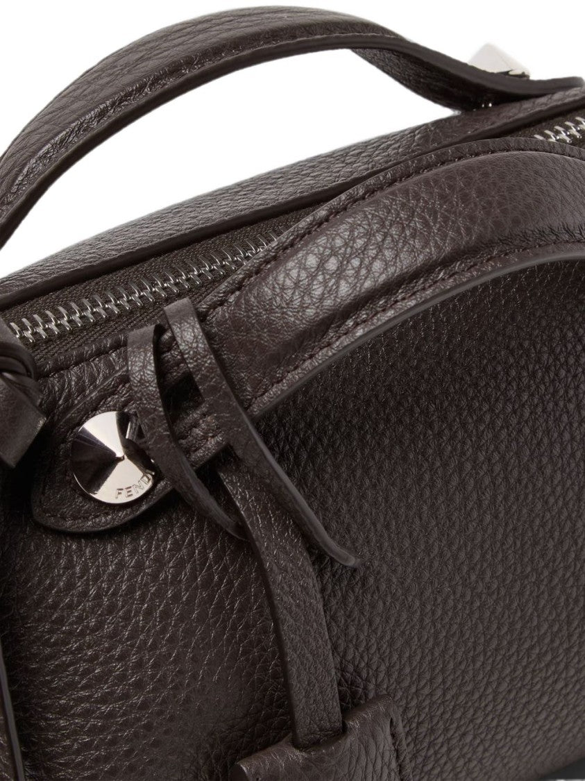 Fendi Textured Leather Pyramid Stud Shoulder Bag