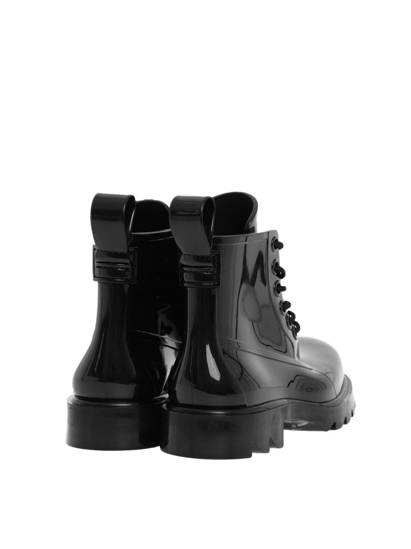 Bottega Veneta Round Toe Lace-Up Combat Boots