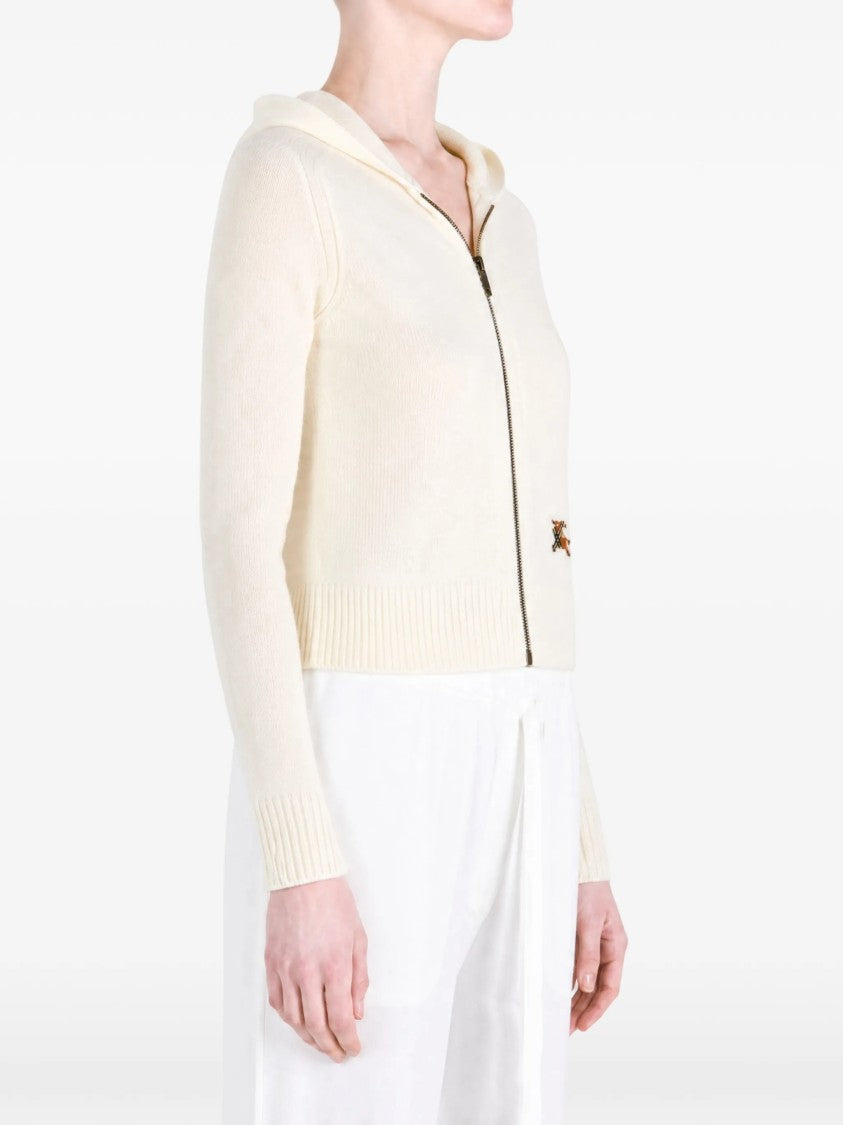 Burberry Giacca Fitted Cotton Ribbed Knit Hoodie